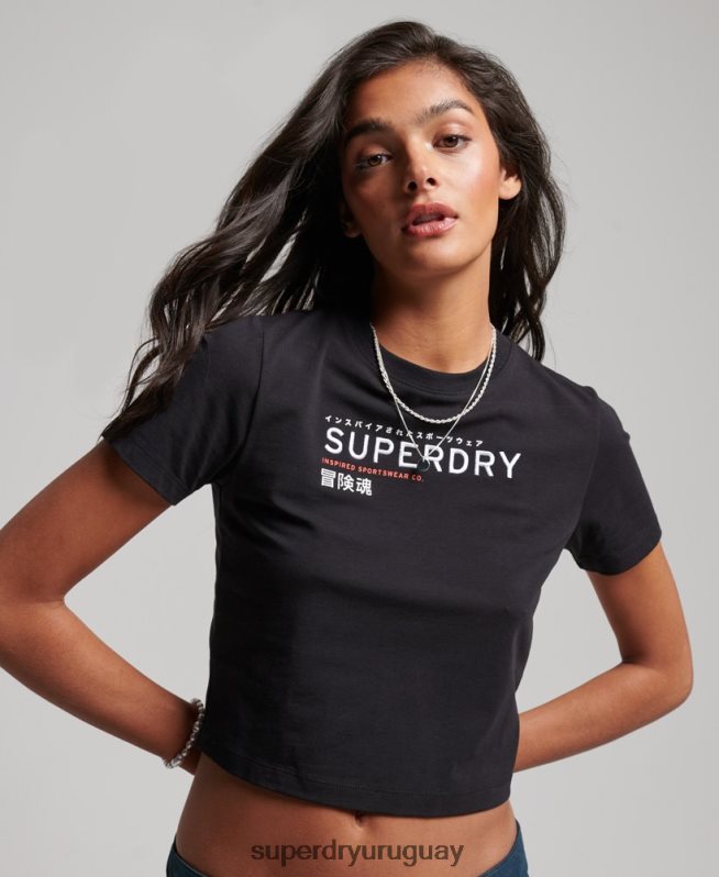 uy Superdry mujer playera pequeña con bordado gráfico de código negro DT2N8Z2231 ropa