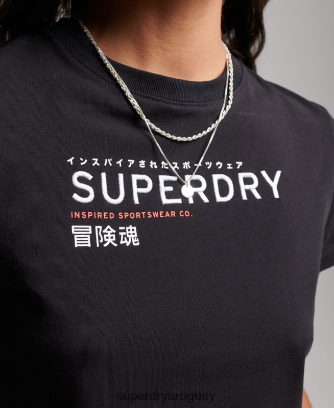uy Superdry mujer playera pequeña con bordado gráfico de código negro DT2N8Z2231 ropa
