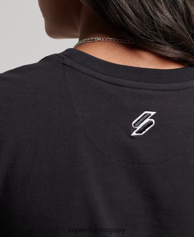 uy Superdry mujer playera pequeña con bordado gráfico de código negro DT2N8Z2231 ropa
