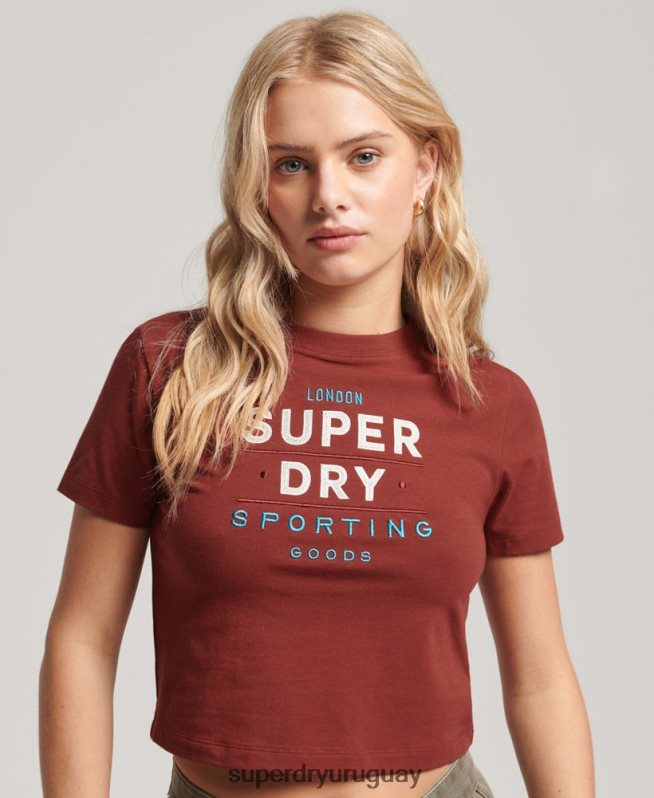 uy Superdry mujer playera pequeña con bordado gráfico de código rojo DT2N8Z2233 ropa