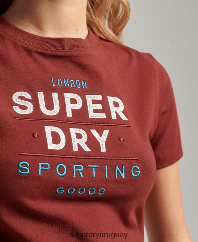 uy Superdry mujer playera pequeña con bordado gráfico de código rojo DT2N8Z2233 ropa