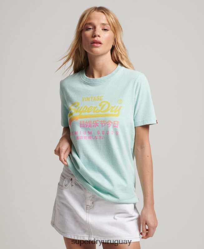 uy Superdry mujer playera premium con logo vintage desgastado azul DT2N8Z2689 ropa