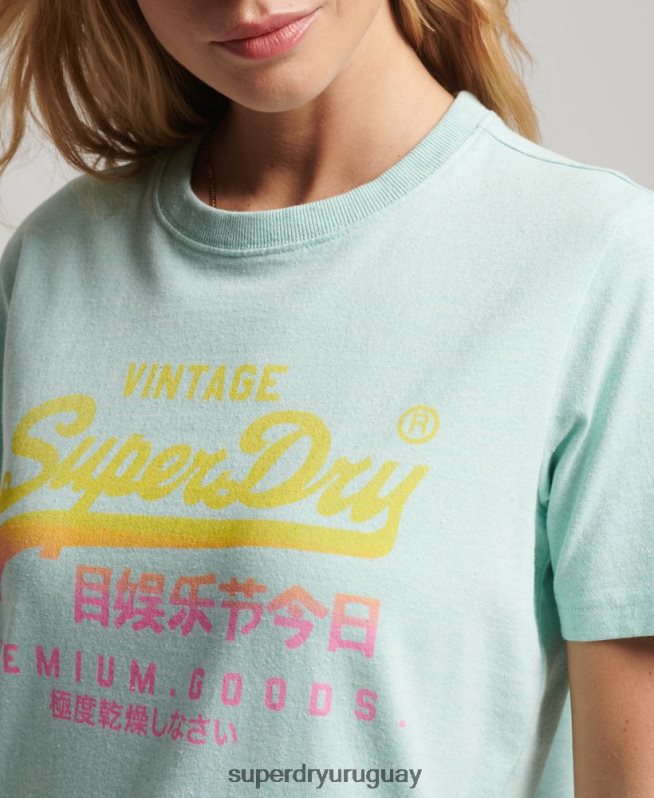 uy Superdry mujer playera premium con logo vintage desgastado azul DT2N8Z2689 ropa