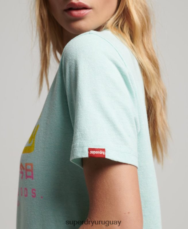 uy Superdry mujer playera premium con logo vintage desgastado azul DT2N8Z2689 ropa