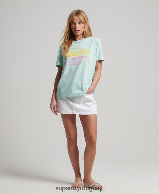 uy Superdry mujer playera premium con logo vintage desgastado azul DT2N8Z2689 ropa