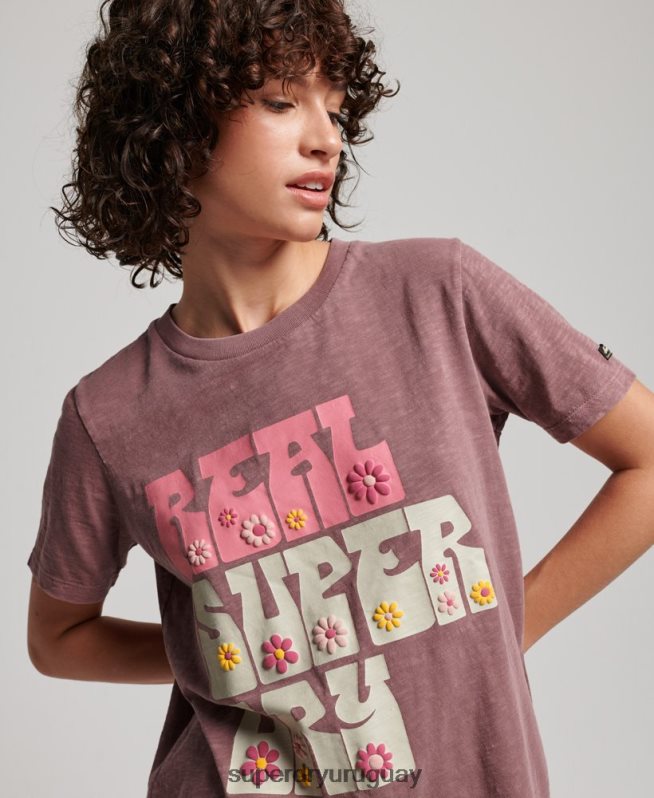 uy Superdry mujer playera superstate floral púrpura DT2N8Z2618 ropa