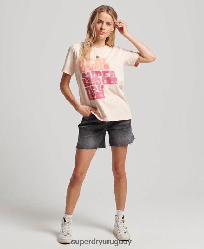 uy Superdry mujer playera superstate floral rosa DT2N8Z2633 ropa