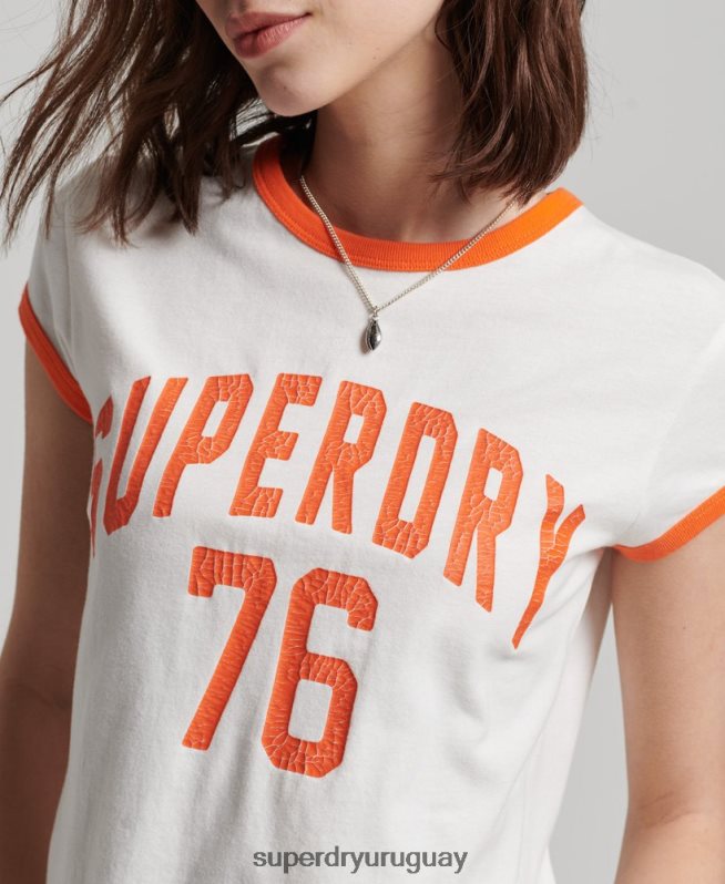 uy Superdry mujer playera vintage atlética con timbre blanco DT2N8Z2713 ropa