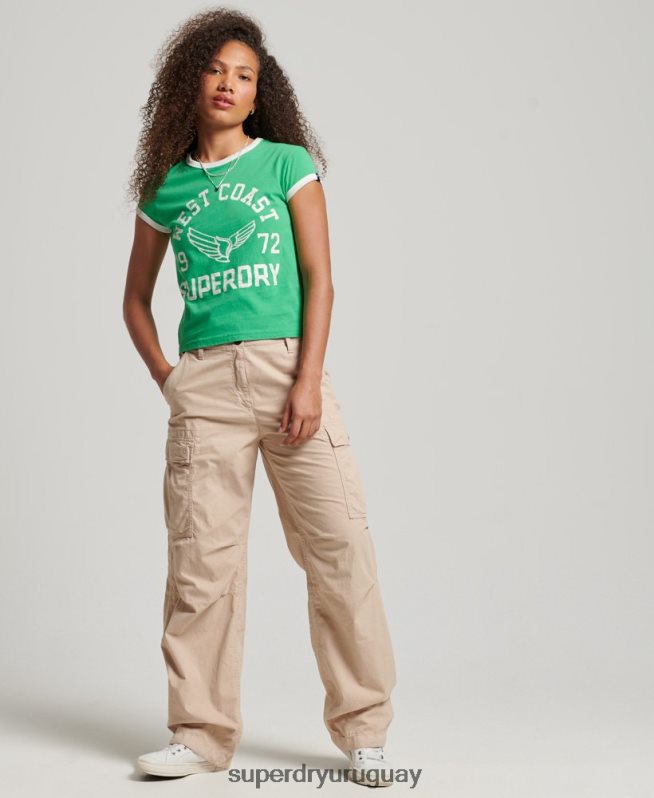 uy Superdry mujer playera vintage atlética con timbre verde DT2N8Z2187 ropa