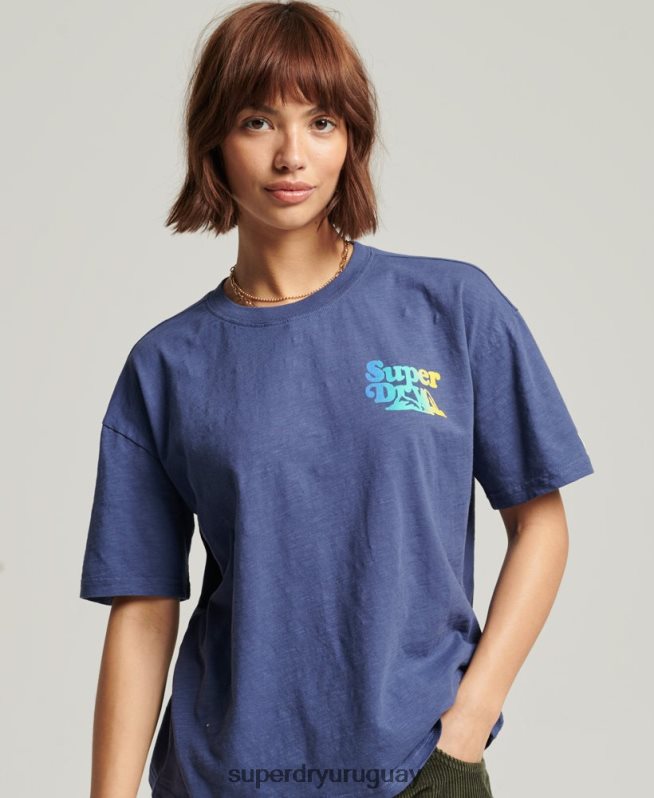 uy Superdry mujer playera vintage con rayas cali azul DT2N8Z6184 ropa