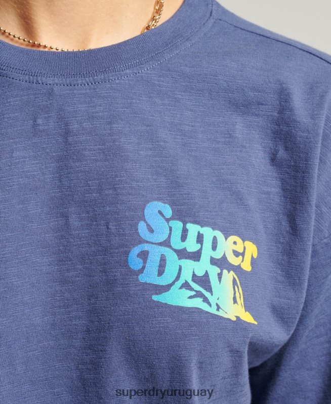 uy Superdry mujer playera vintage con rayas cali azul DT2N8Z6184 ropa
