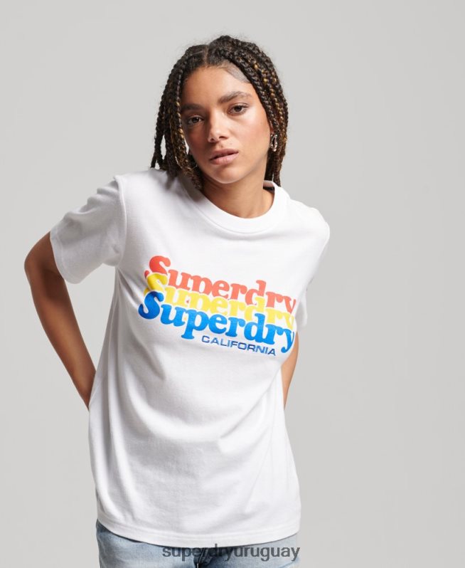 uy Superdry mujer playera vintage con relleno de guión blanco DT2N8Z2225 ropa