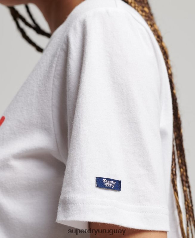 uy Superdry mujer playera vintage con relleno de guión blanco DT2N8Z2225 ropa