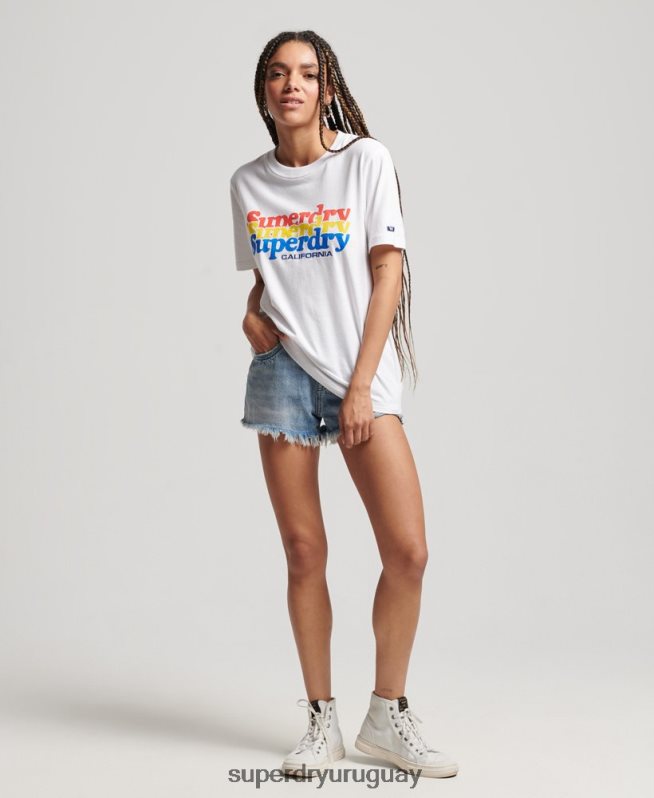 uy Superdry mujer playera vintage con relleno de guión blanco DT2N8Z2225 ropa