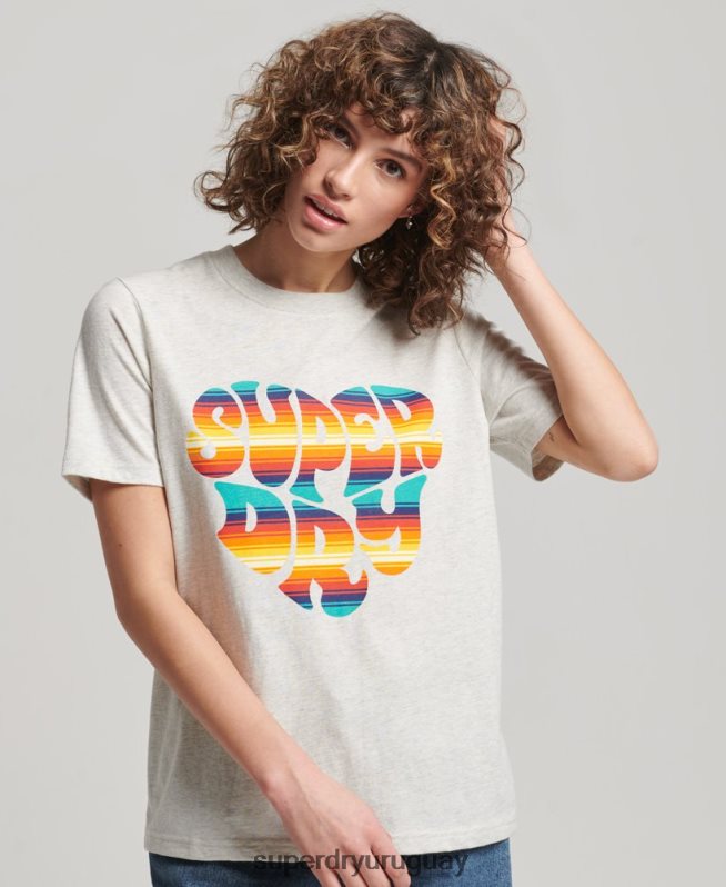 uy Superdry mujer playera vintage con relleno de guión gris DT2N8Z2648 ropa