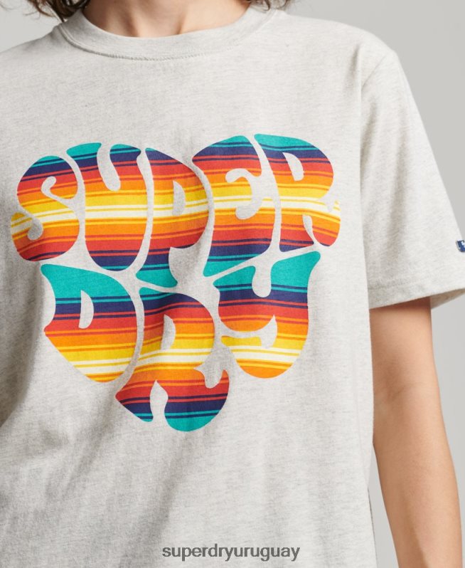 uy Superdry mujer playera vintage con relleno de guión gris DT2N8Z2648 ropa