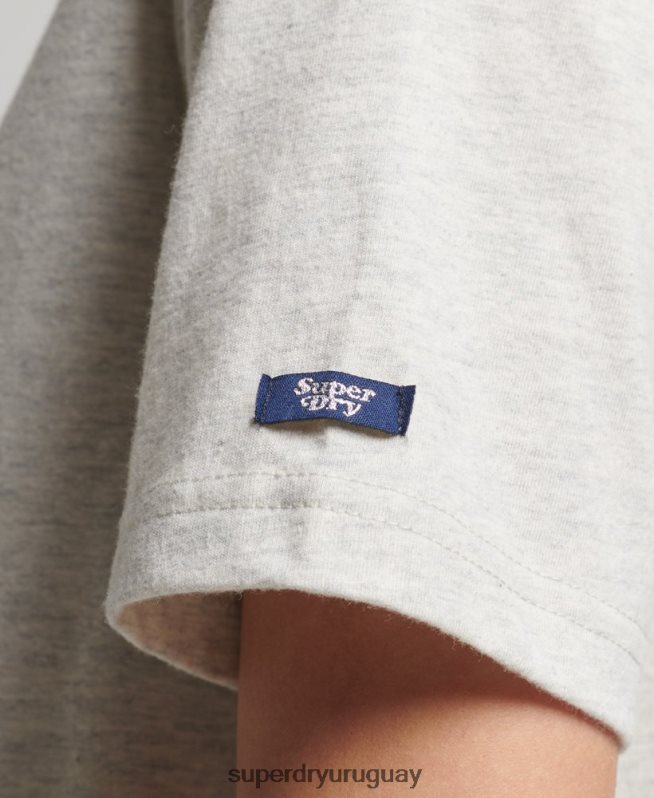 uy Superdry mujer playera vintage con relleno de guión gris DT2N8Z2648 ropa