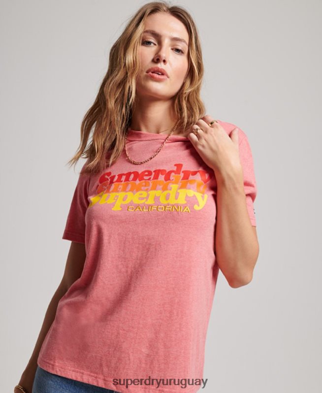 uy Superdry mujer playera vintage con relleno de guión rojo DT2N8Z2672 ropa
