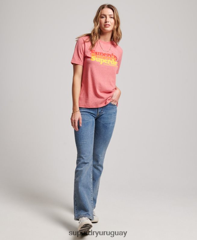 uy Superdry mujer playera vintage con relleno de guión rojo DT2N8Z2672 ropa