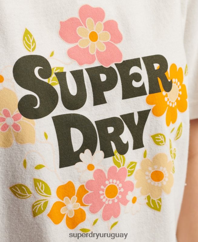 uy Superdry mujer playera vintage floral con guion blanco DT2N8Z2621 ropa