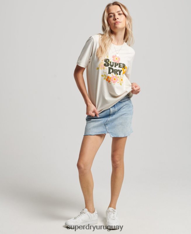 uy Superdry mujer playera vintage floral con guion blanco DT2N8Z2621 ropa