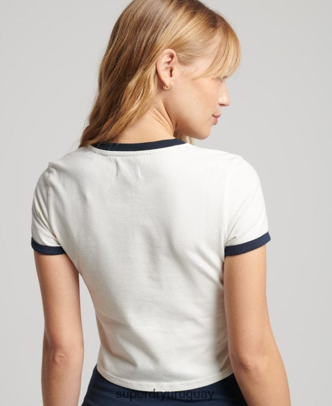 uy Superdry mujer playera vintage ringer tiny blanco DT2N8Z2817 ropa
