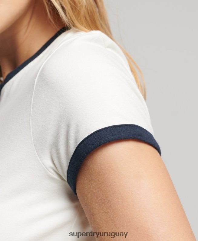 uy Superdry mujer playera vintage ringer tiny blanco DT2N8Z2817 ropa