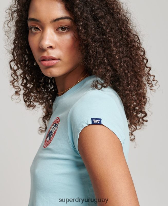 uy Superdry mujer rollo vintage con eso camiseta azul claro DT2N8Z2699 ropa