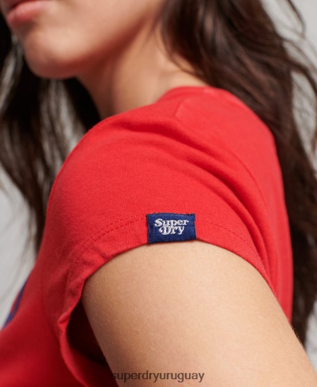 uy Superdry mujer rollo vintage con eso camiseta rojo DT2N8Z2649 ropa