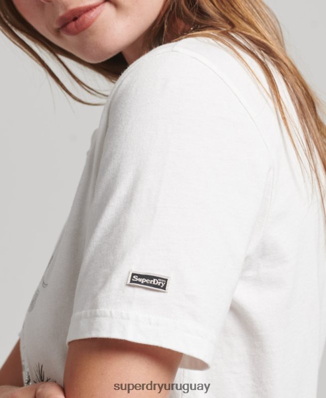 uy Superdry mujer suika camiseta gráfica crema DT2N8Z2732 ropa
