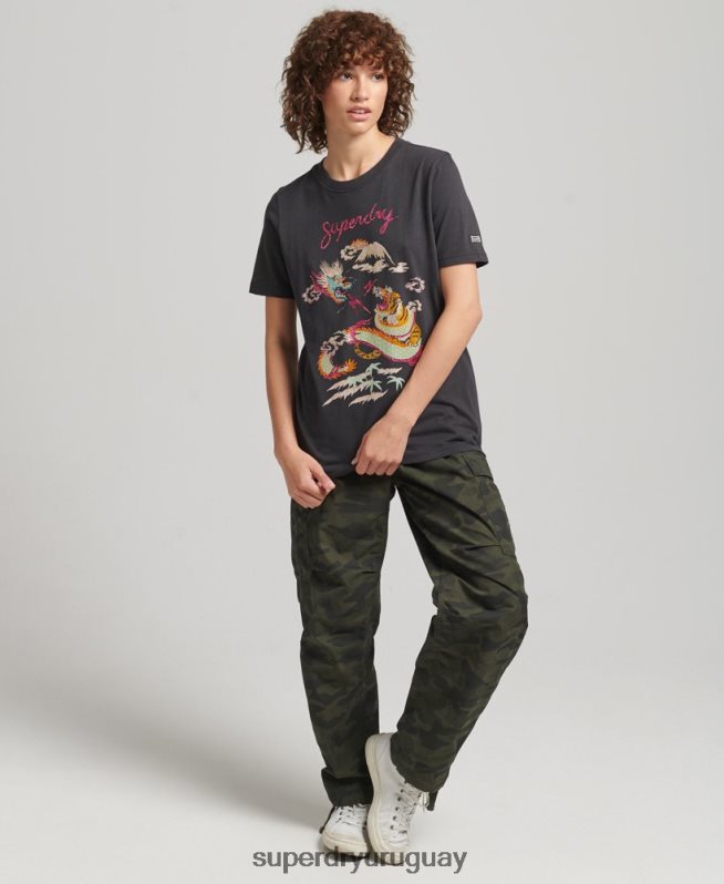 uy Superdry mujer suika camiseta gráfica negro DT2N8Z2644 ropa