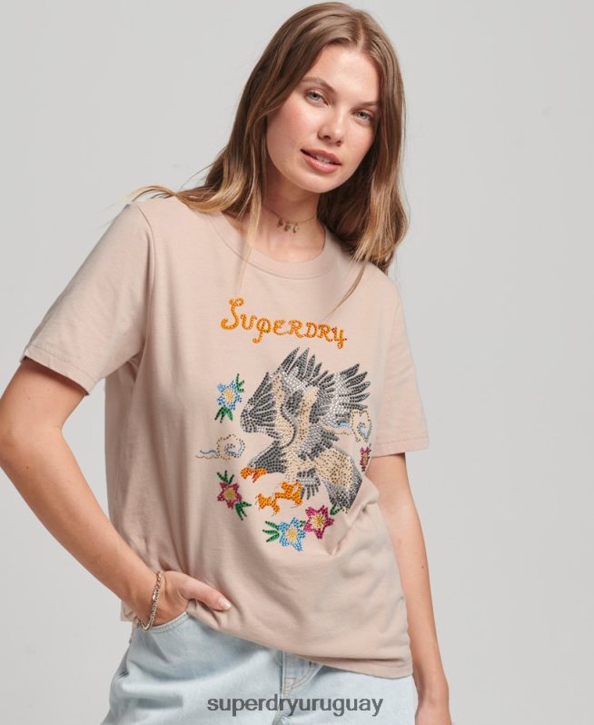 uy Superdry mujer suika camiseta gráfica rosa DT2N8Z2624 ropa