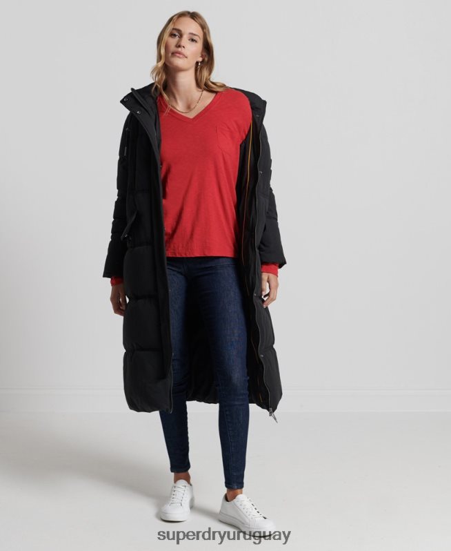 uy Superdry mujer top de manga larga con cuello de pico y bolsillo de algodón orgánico rojo DT2N8Z6660 ropa