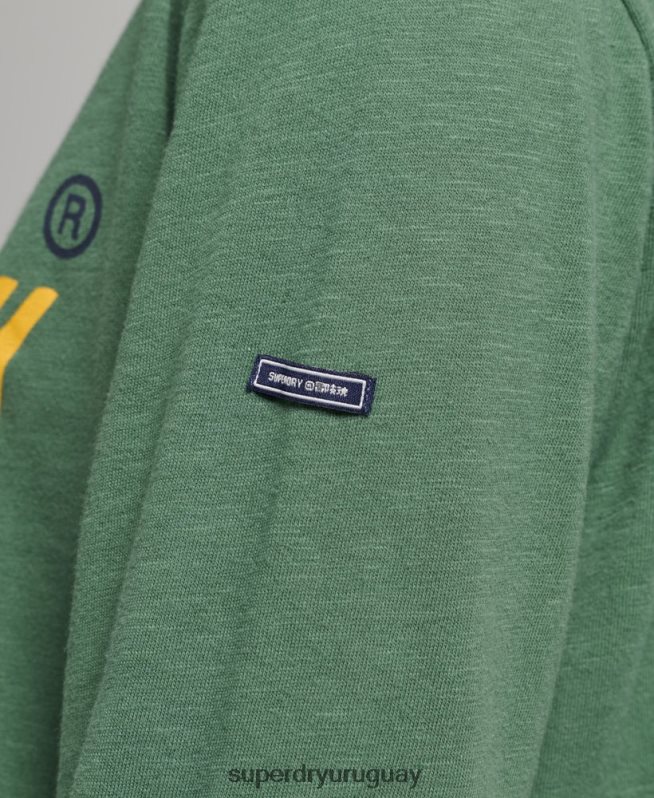 uy Superdry mujer top de manga larga con logo vintage verde DT2N8Z3045 ropa