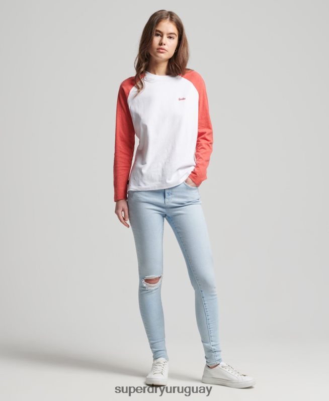 uy Superdry mujer top de manga larga de béisbol vintage de algodón orgánico coral DT2N8Z6658 ropa