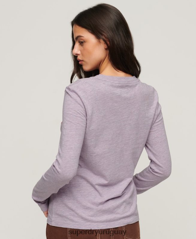 uy Superdry mujer top de manga larga de nostalgia vintage púrpura DT2N8Z2885 ropa