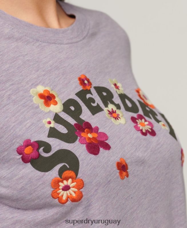 uy Superdry mujer top de manga larga de nostalgia vintage púrpura DT2N8Z2885 ropa