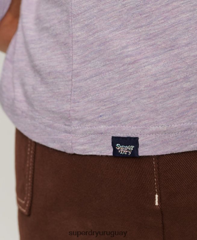 uy Superdry mujer top de manga larga de nostalgia vintage púrpura DT2N8Z2885 ropa