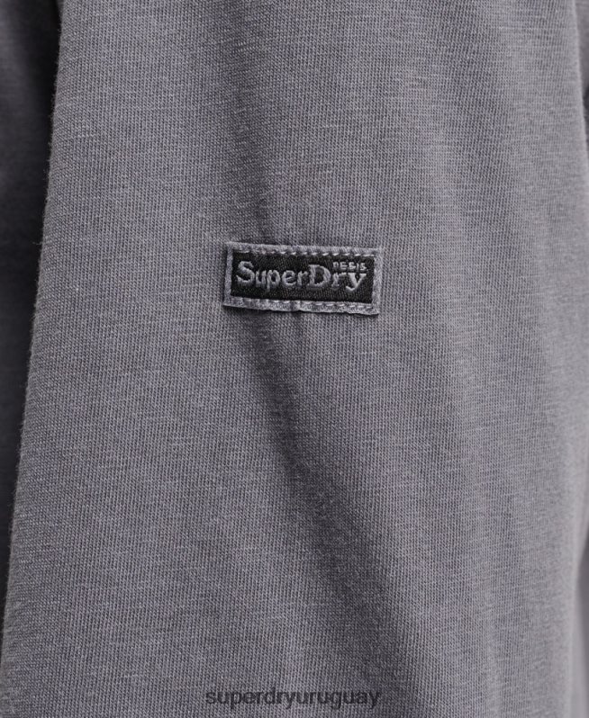 uy Superdry mujer top de manga larga marca indie gris oscuro DT2N8Z3027 ropa