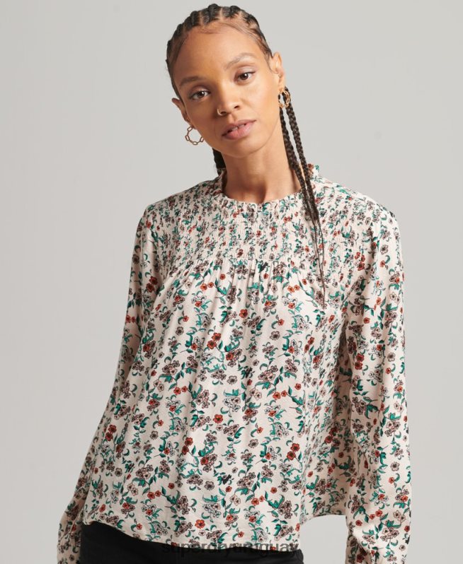 uy Superdry mujer top tejido de manga larga con nido de abeja rosa DT2N8Z3014 ropa