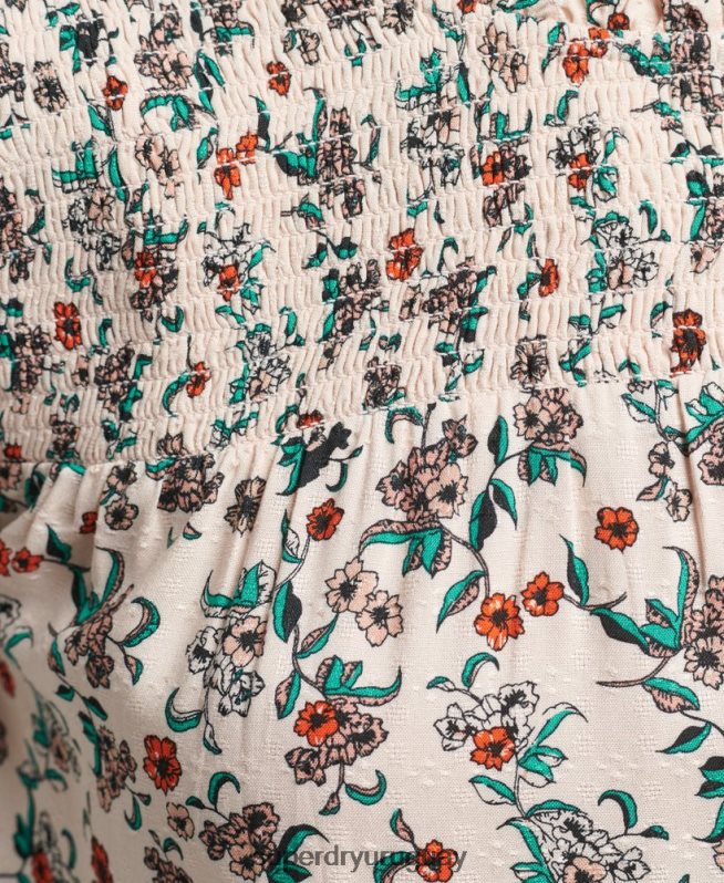uy Superdry mujer top tejido de manga larga con nido de abeja rosa DT2N8Z3014 ropa