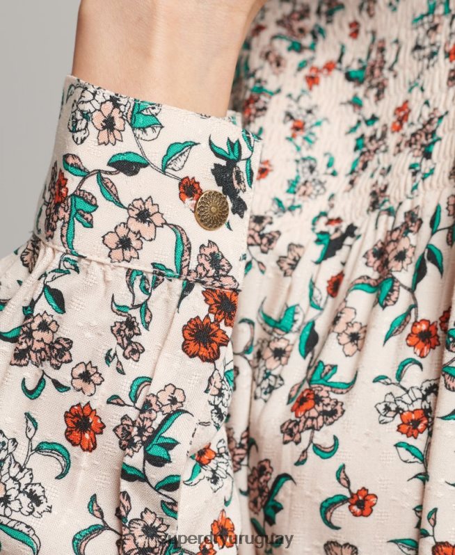 uy Superdry mujer top tejido de manga larga con nido de abeja rosa DT2N8Z3014 ropa