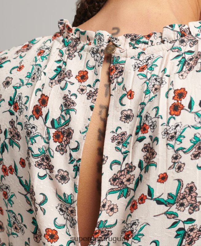 uy Superdry mujer top tejido de manga larga con nido de abeja rosa DT2N8Z3014 ropa