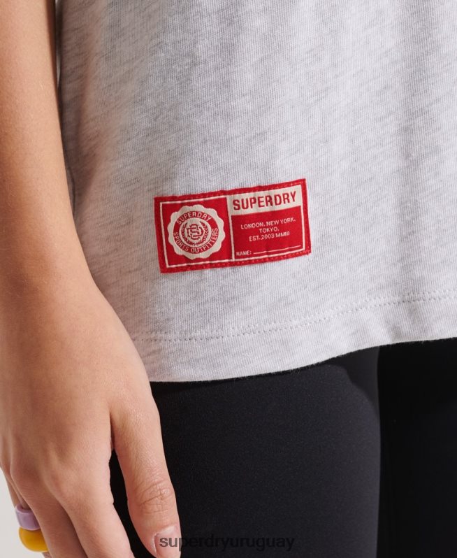 uy Superdry mujer universidad camiseta gráfica gris claro DT2N8Z2719 ropa