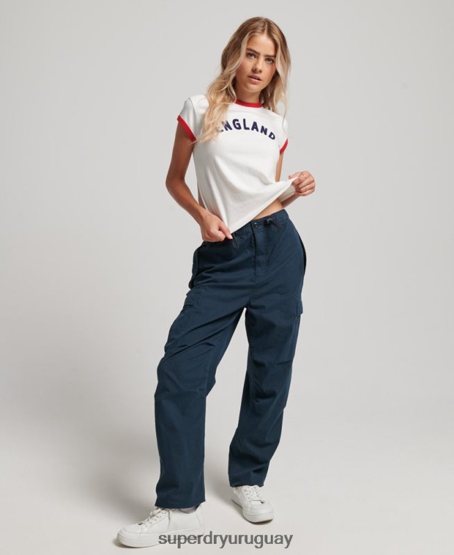 uy Superdry x Ringspun mujer camiseta con gorra de futbol de inglaterra blanco DT2N8Z2751 ropa