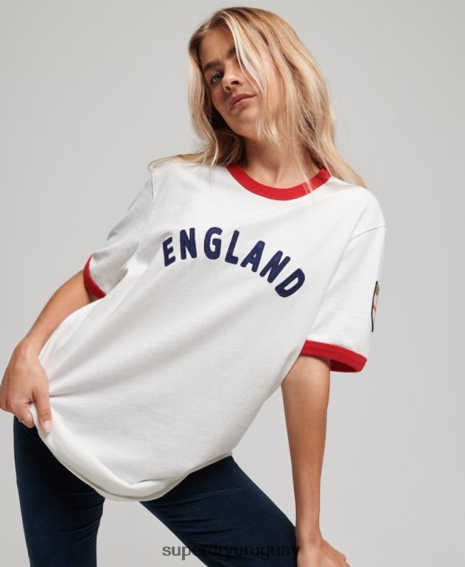 uy Superdry x Ringspun mujer camiseta de fútbol de Inglaterra blanco DT2N8Z2745 ropa