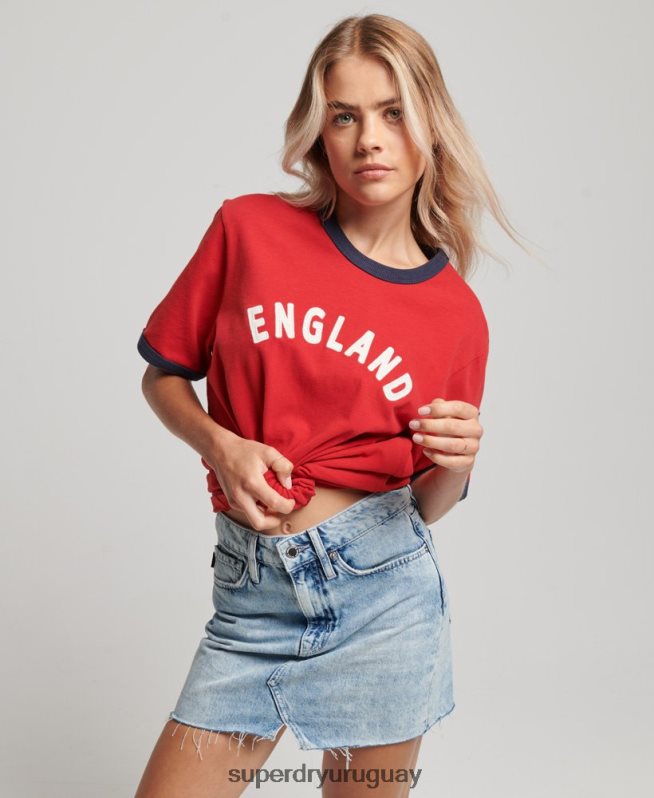 uy Superdry x Ringspun mujer camiseta de fútbol de Inglaterra rojo DT2N8Z2797 ropa