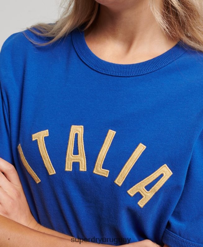 uy Superdry x Ringspun mujer camiseta futbol italia azul DT2N8Z2827 ropa