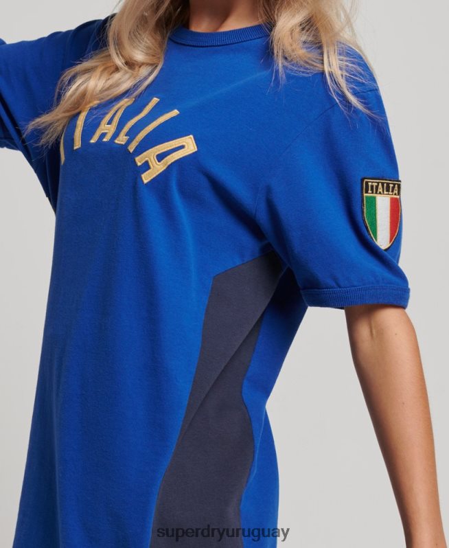 uy Superdry x Ringspun mujer camiseta futbol italia azul DT2N8Z2827 ropa