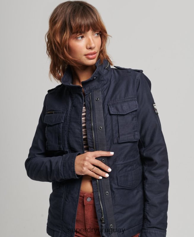 uy Superdry mujer Chaqueta militar con forro de borreguito Rookie azul DT2N8Z5667 ropa